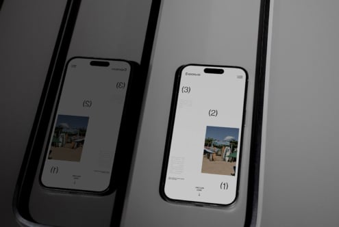 iPhone 14 mockup on a reflective surface showcasing a modern website design with clear typography, ideal for UI UX designers and digital product displays.
