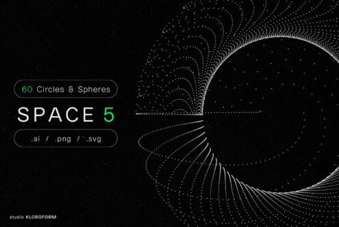 Digital design asset featuring abstract circles and spheres. Includes 60 vector graphics in AI, PNG, SVG formats. Ideal for creative projects.