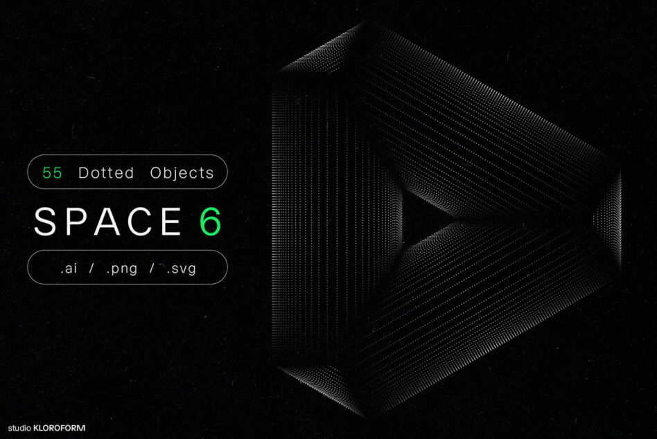 Space 6 dotted objects collection with 55 graphic elements in AI PNG SVG