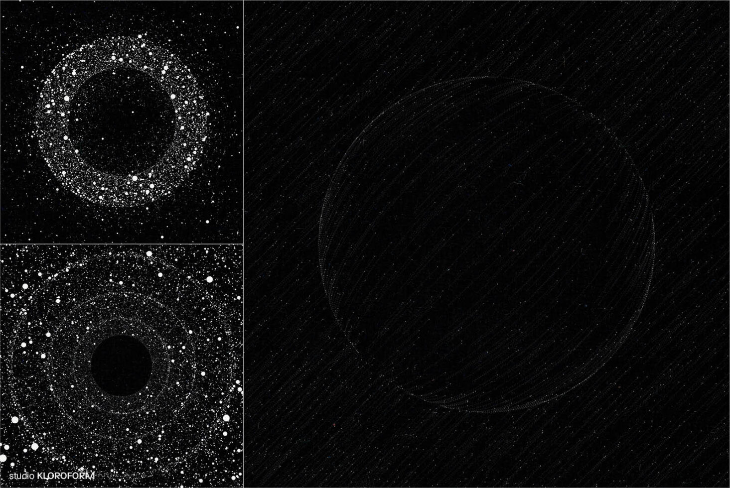 Abstract galaxy design with star patterns in black and white. Space-themed graphics suitable for mockups or design templates. Perfect for designers.