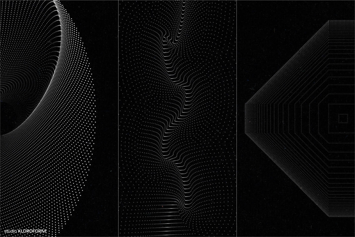 Abstract black and white digital assets featuring wavy dotted lines and geometric patterns. Ideal for graphic design use. Keywords: graphics, abstract design.