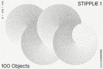 Abstract dot stipple design graphic with overlapping patterns, available in AI PNG SVG formats for digital design projects or templates. Ideal for designers.