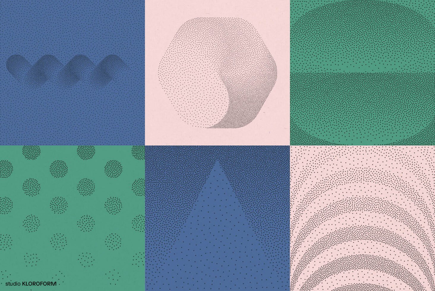 Geometric abstract design with dotted patterns in blue green pink ideal for graphic designers. Perfect for creating unique backgrounds and templates.