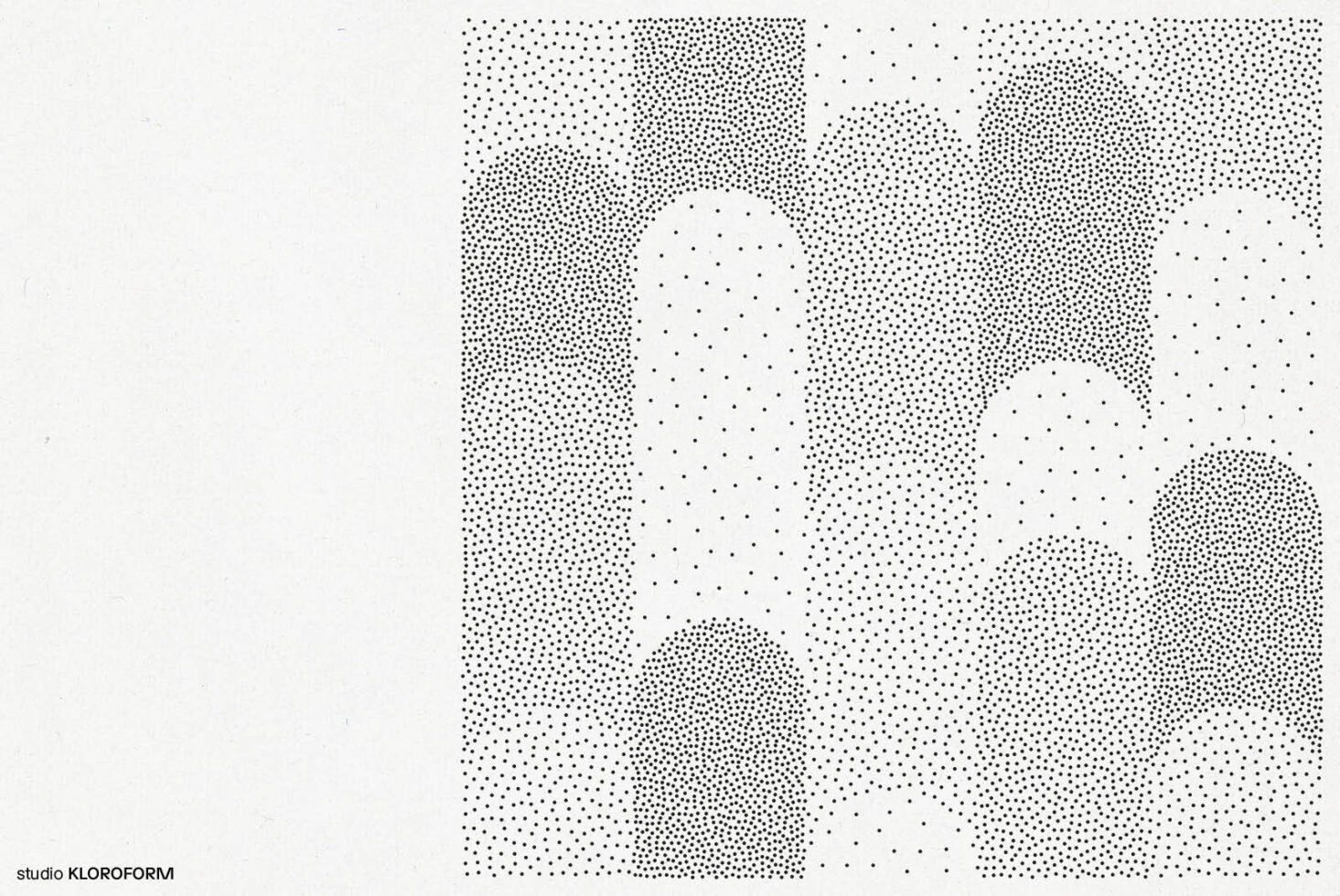 Abstract dot pattern with arch shapes in black on white background. Suitable for graphic designers and digital assets. Modern, minimalist design template.