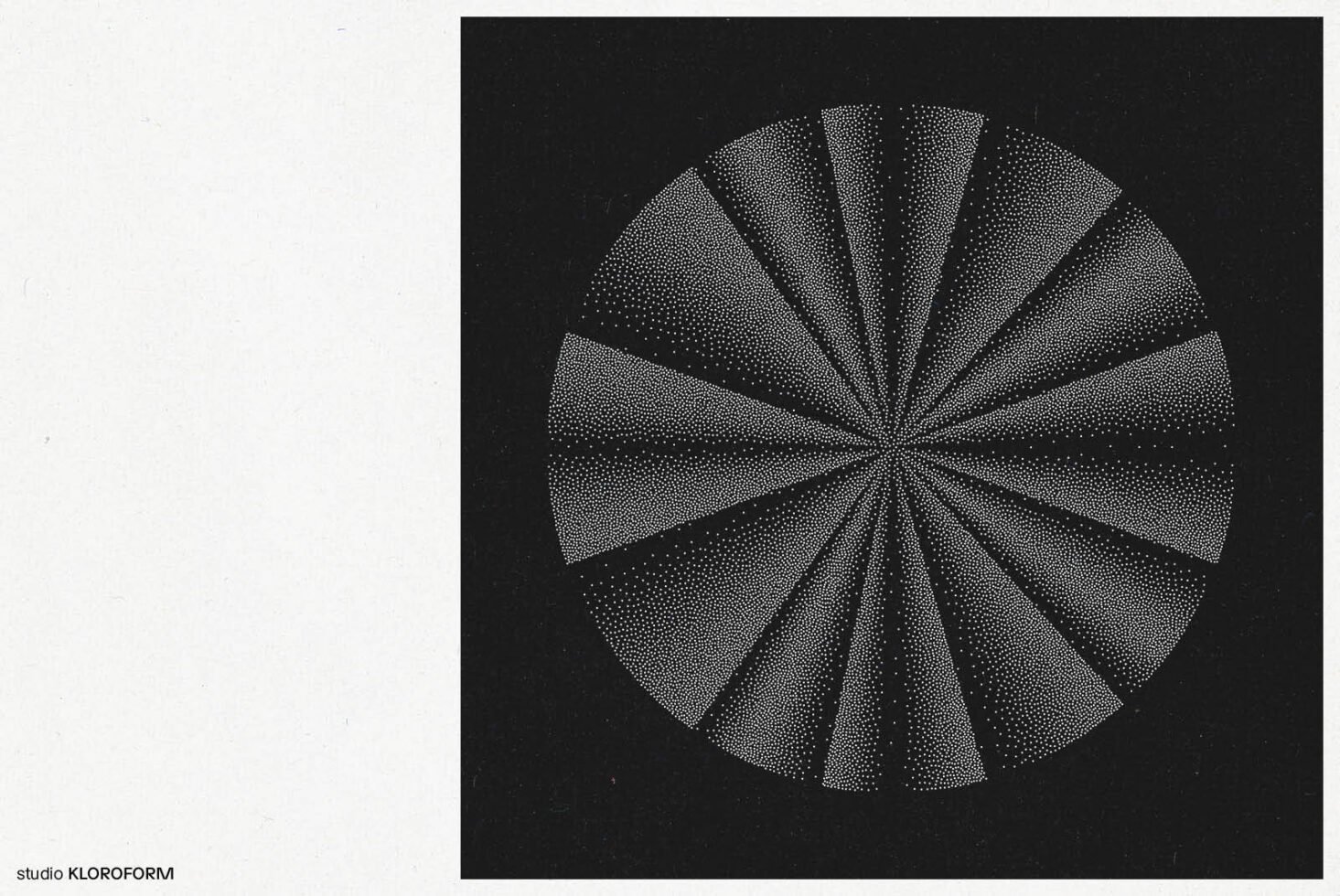 Abstract dotted pattern in a circular design with a radial gradient, suitable for graphic design templates and digital art. Monochrome aesthetic.
