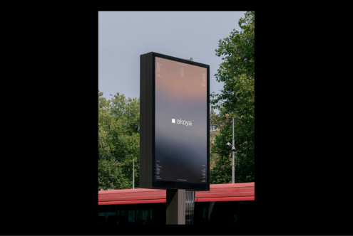 Outdoor digital billboard mockup against trees and sky for advertising campaign showcasing branding design with customizable template elements.
