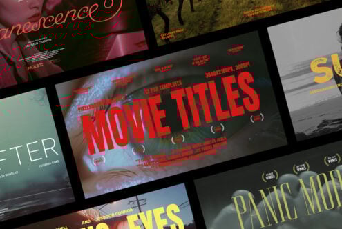 Film poster templates showcasing bold movie titles in various fonts and styles. Ideal for designers seeking cinematic mockups and graphics for branding.