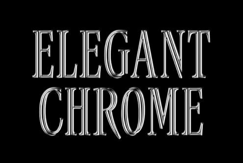 Chrome text effect reads Elegant Chrome on a black background. High-quality font graphic for designers seeking premium typography assets mockups.