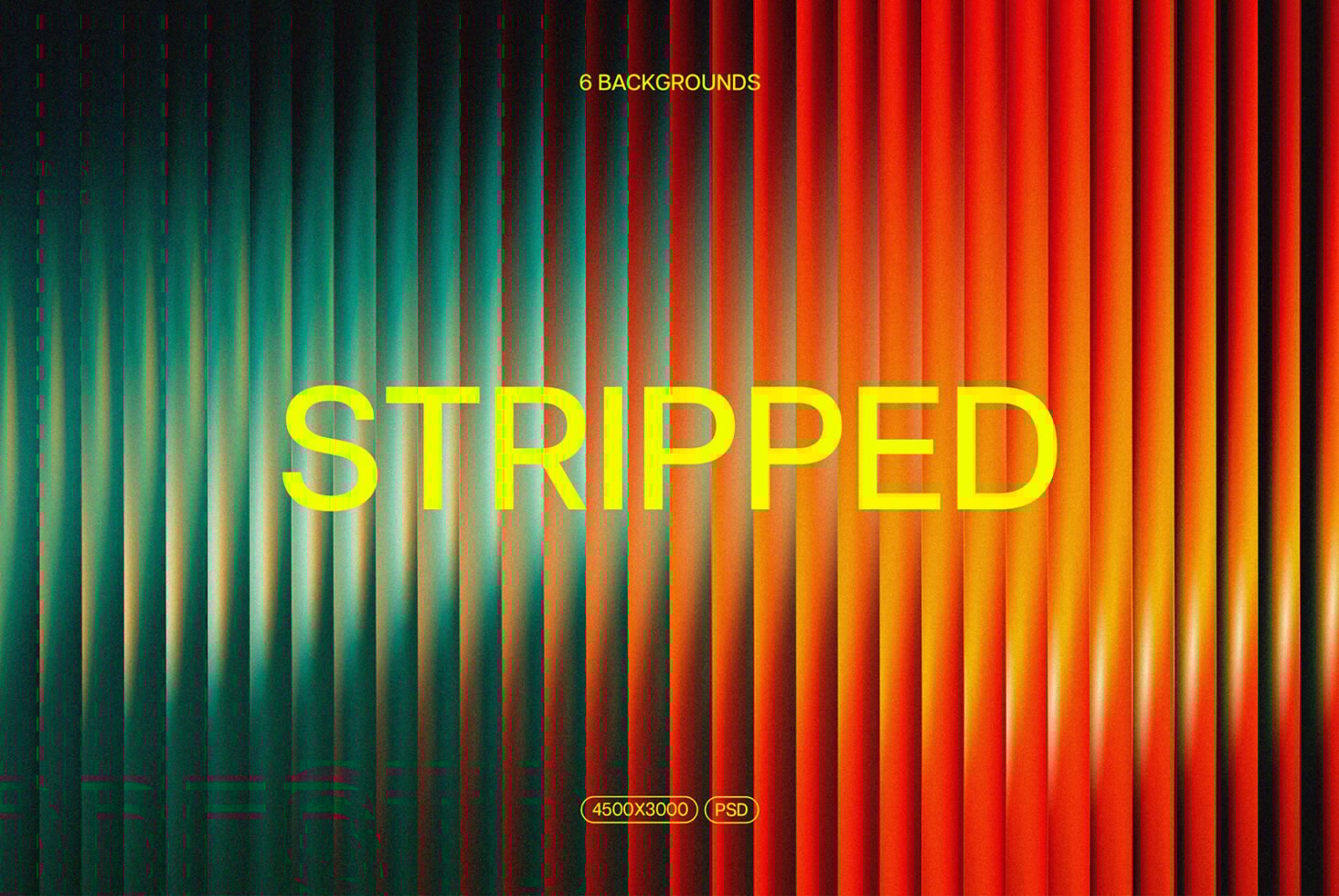 Vibrant striped backgrounds pack featuring a gradient design in teal and orange hues ideal for digital designers 4500x3000 PSD mockup graphics