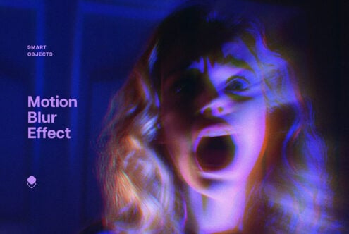 Dramatic motion blur effect template featuring a person with vibrant neon lighting creating an intense visual for graphic designers and digital art projects.