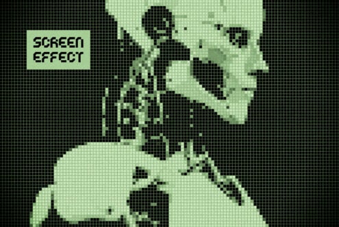 Pixelated cyberpunk skull illustration with grid screen effect. Suitable for designers in graphics category. Futuristic and tech-inspired art.