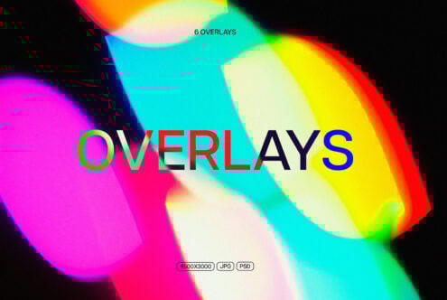 Colorful abstract overlay design with vibrant gradients and light bokeh effects. Perfect for digital art projects and creative media mockups. PSD JPG files.