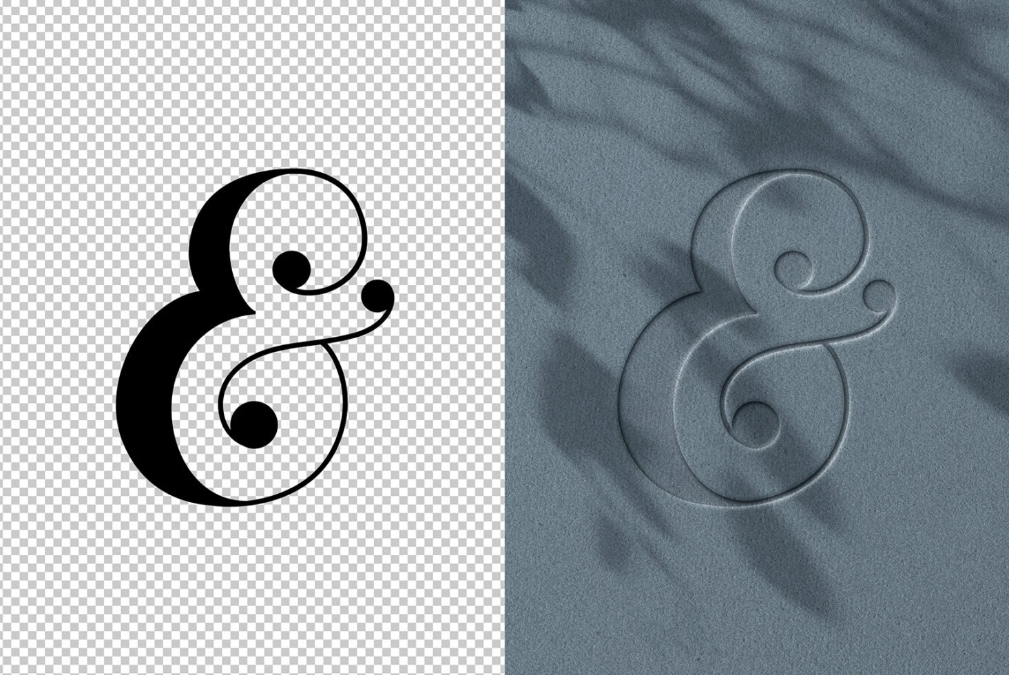 Elegant ampersand design with bold typography on transparent and textured background. Ideal for designers seeking quality fonts and graphic templates.
