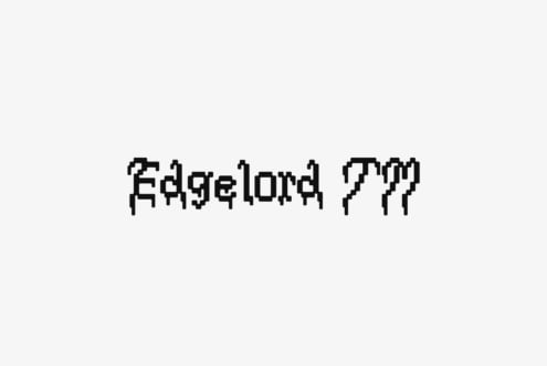 Pixelated black font spelling Edgelord 777 on a white background ideal for edgy digital design mockups typography graphics templates designers
