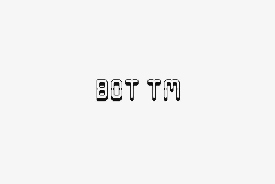 Bot TM text in outlined geometric font on light gray background