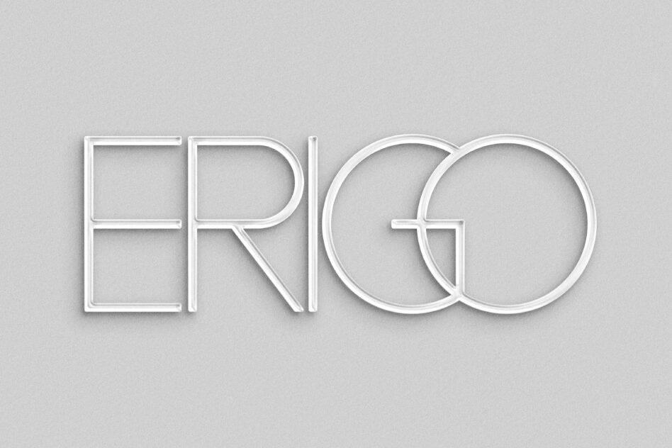 Outlined letters spelling PRO with circle cross design in white stroke style