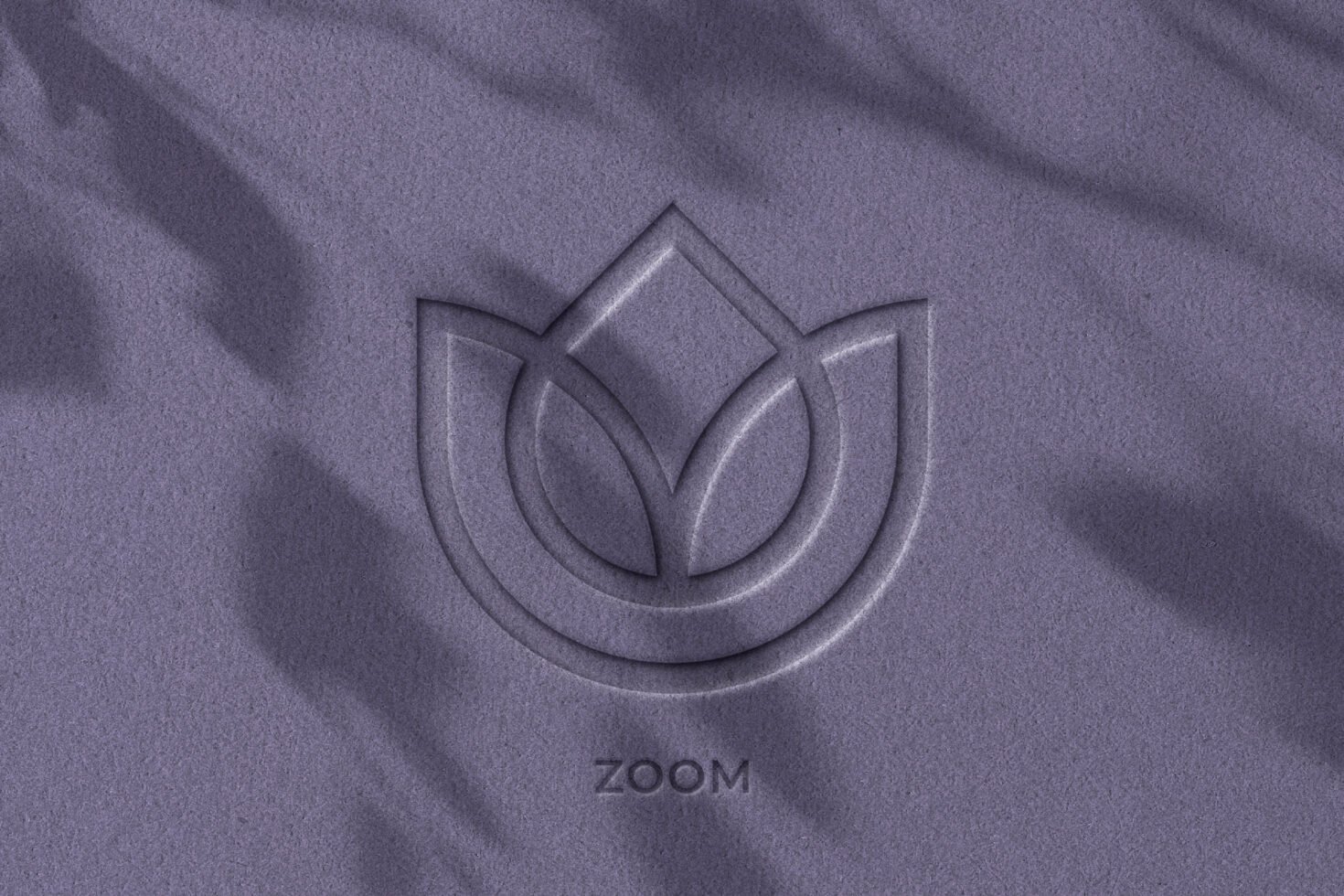 Embossed logo mockup on textured purple paper surface perfect for branding presentations graphic designers digital assets marketplace professional showcase