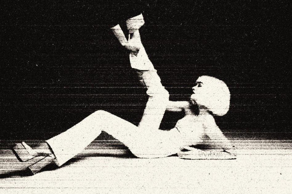 Vintage halftone woman lying down holding up a blank card or paper
