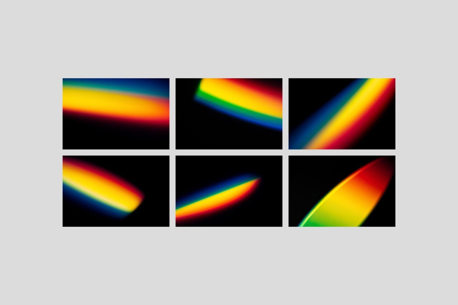 Abstract rainbow gradient collection on black background vibrant colors digital graphics asset for designers ideal for creative templates and mockups