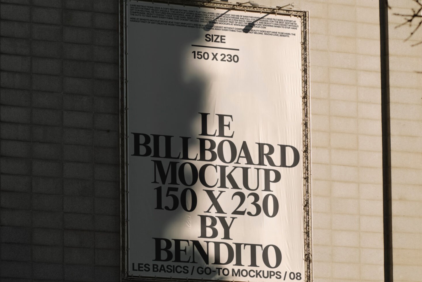 Billboard mockup displayed on a textured wall ideal for designers. Features large bold text in shadowed setting. Use for high-quality graphic presentations.