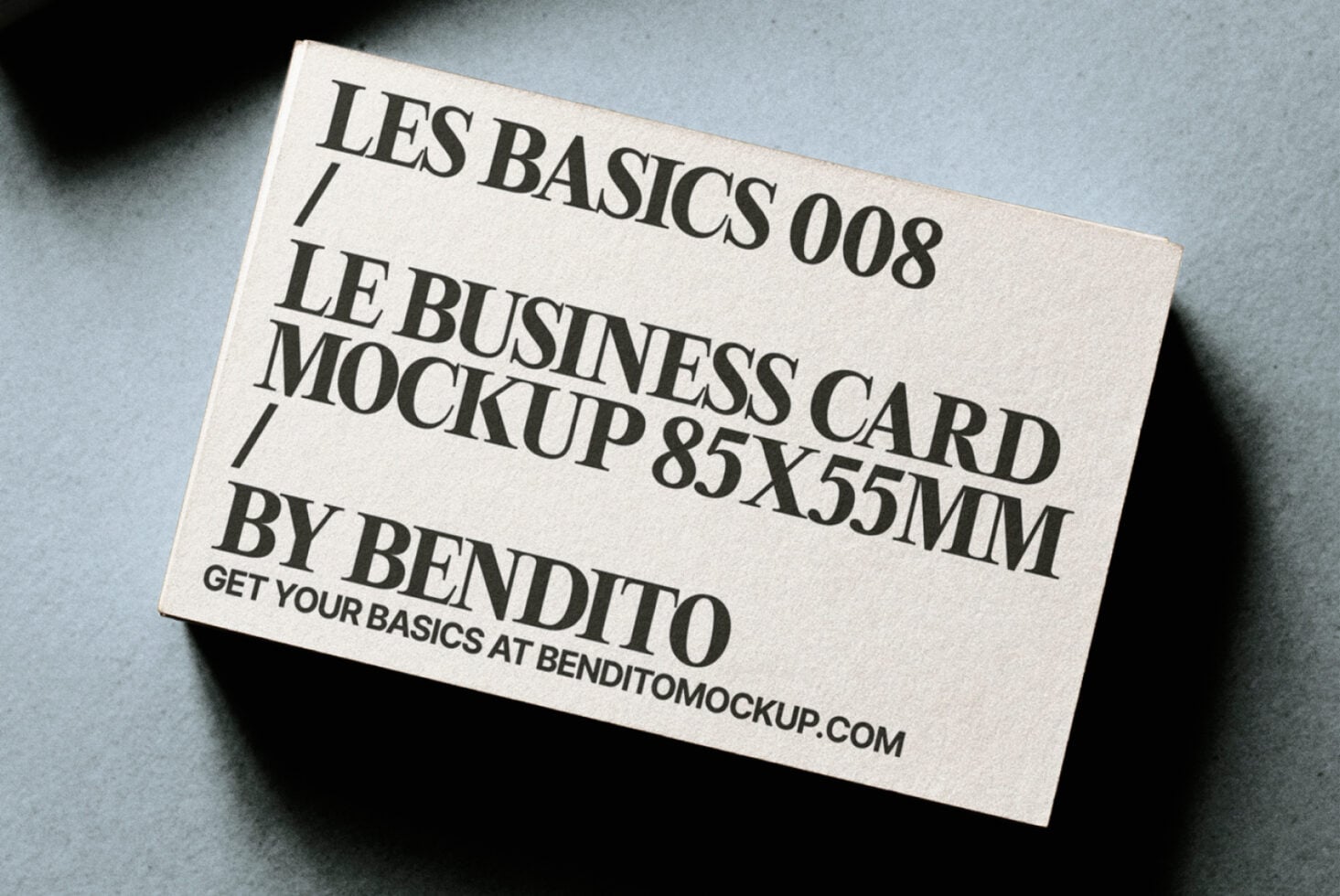 Single business card mockup 85x55mm with Les Basics branding by Bendito