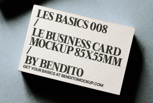Business card mockup 85x55mm on textured paper by Bendito suitable for designers seeking premium graphic templates and branding designs.