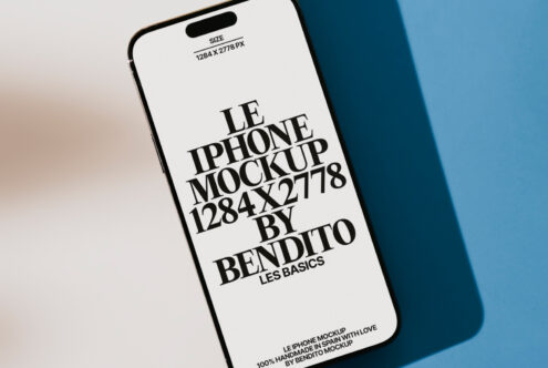 iPhone mockup image featuring a high-quality smartphone screen with 1284x2778 pixels. Ideal for designers seeking realistic mockups for projects.