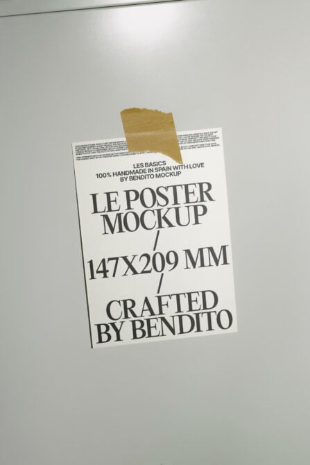 White poster mockup with gold foil accent showing typography layout