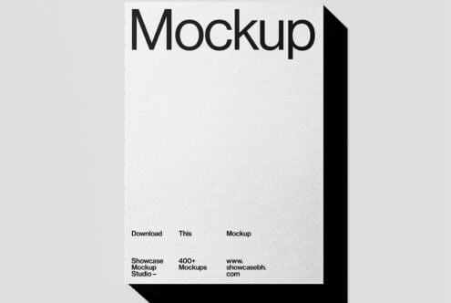 Minimalistic poster mockup with bold text on textured paper, perfect for graphic designers needing professional presentation templates for projects.