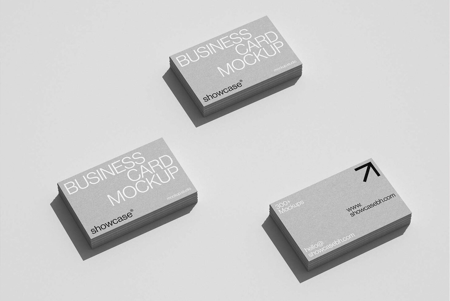 Minimalist business card mockup on gray background showcasing stacked cards for branding design presentation templates digital assets designers