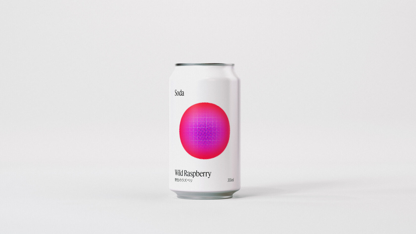 Minimalist soda can mockup with a wild raspberry design isolated on white background perfect for packaging designers and branding projects.