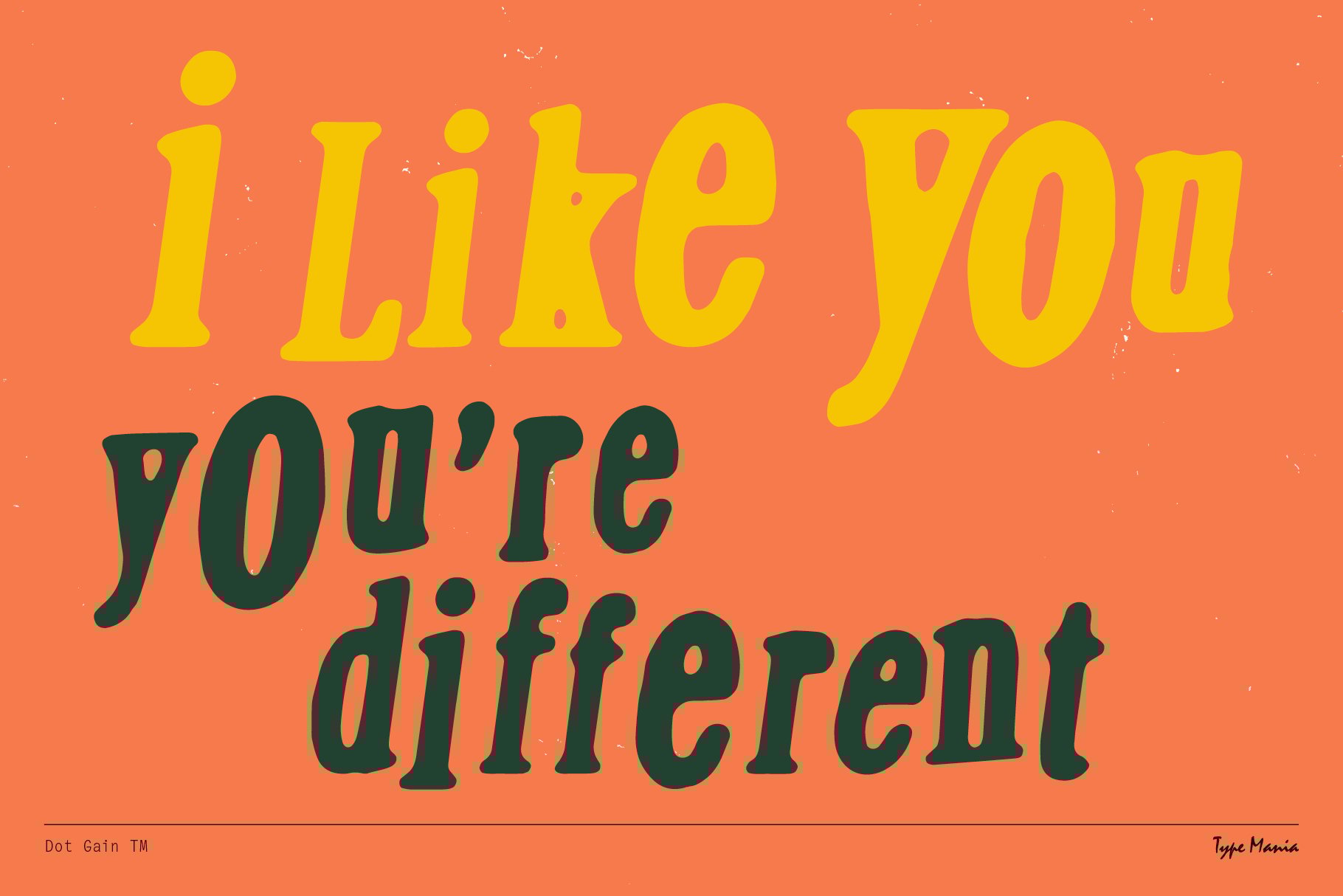 Bold retro typography design on orange background with yellow and dark green text. Graphic template ideal for greeting cards or posters.