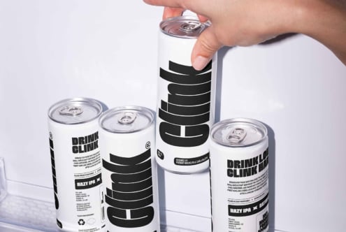 Minimalist beverage can mockup with bold typography design. Perfect for designers in need of sleek product mockups and creative packaging ideas.