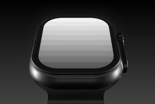 Realistic smartwatch mockup featuring a sleek black design and modern interface. Ideal for designers creating digital assets for tech presentations.