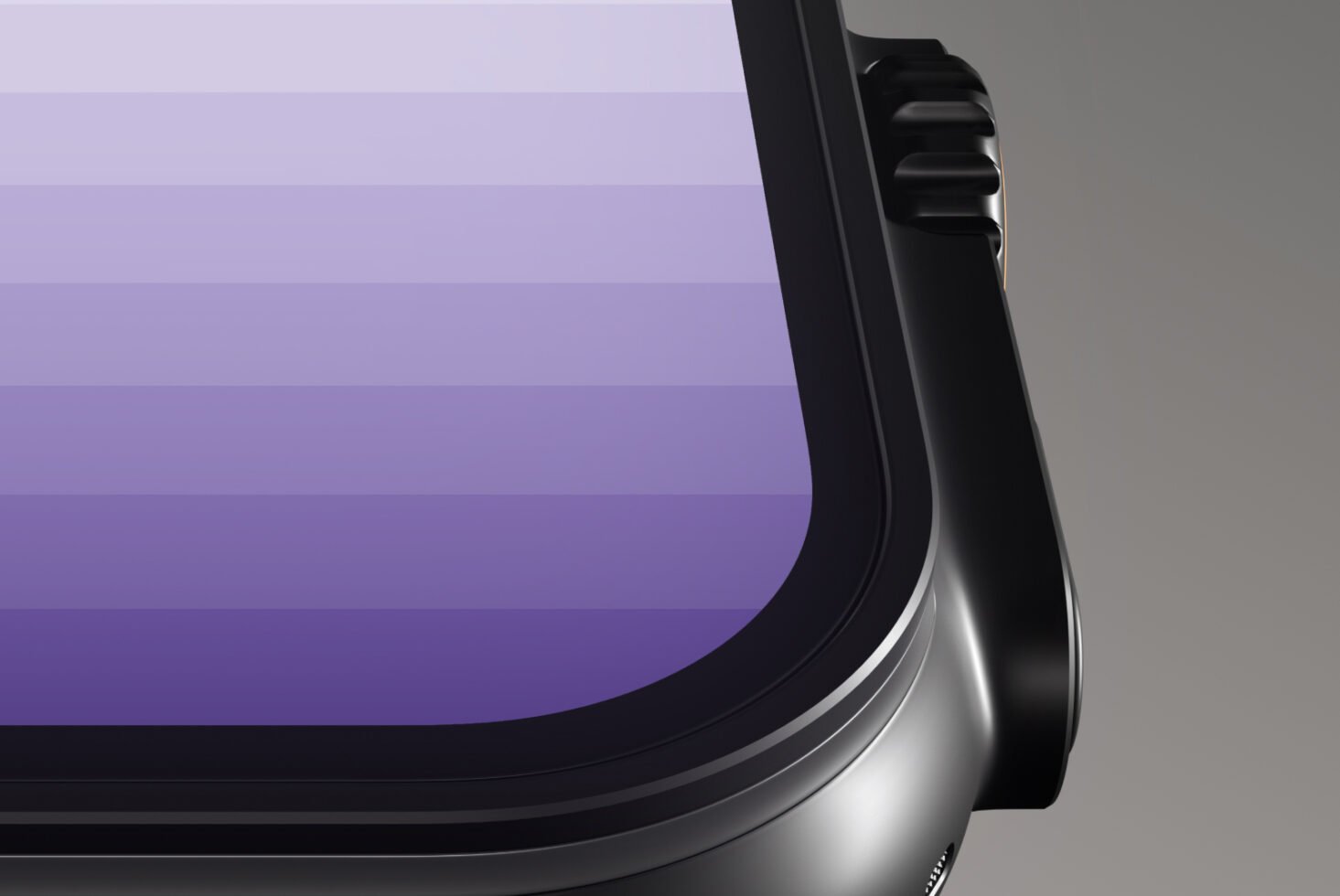 Close-up of a sleek smartwatch with a purple gradient screen. Ideal for mockups and tech design projects. Perfect for modern digital asset collections.