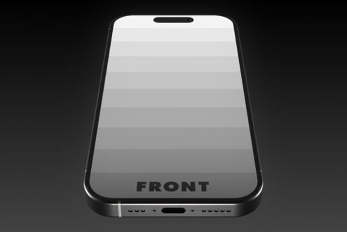 Smartphone mockup in perspective view featuring blank screen and sleek black frame perfect for showcasing app designs or UI prototypes for designers.