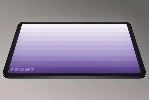 Tablet mockup with gradient purple screen for graphic design templates and presentations. Ideal for showcasing digital assets for designers.