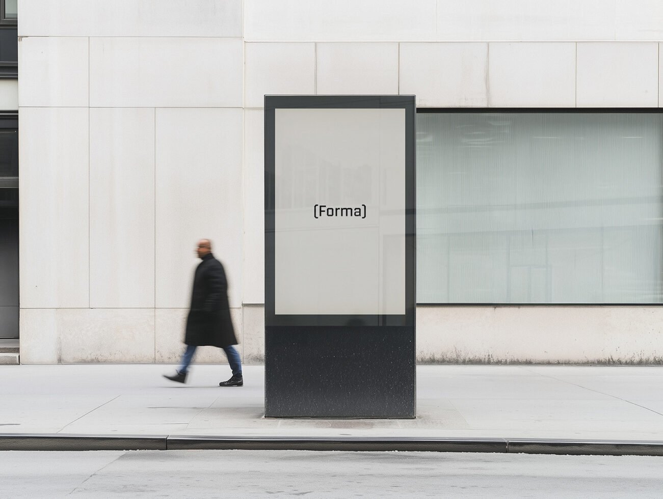 Street billboard mockup with Forma text in urban setting. Keywords: mockup, billboard, urban, design, Forma, template, signage, advertising, blank.