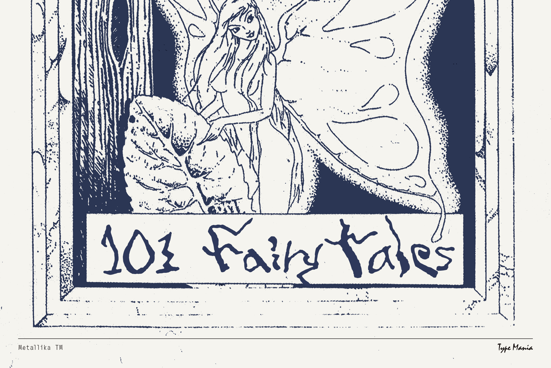 Fairy tale book cover mockup with whimsical fairy illustration, featuring hand-drawn text 101 Fairy Tales perfect for graphic design projects and resources.