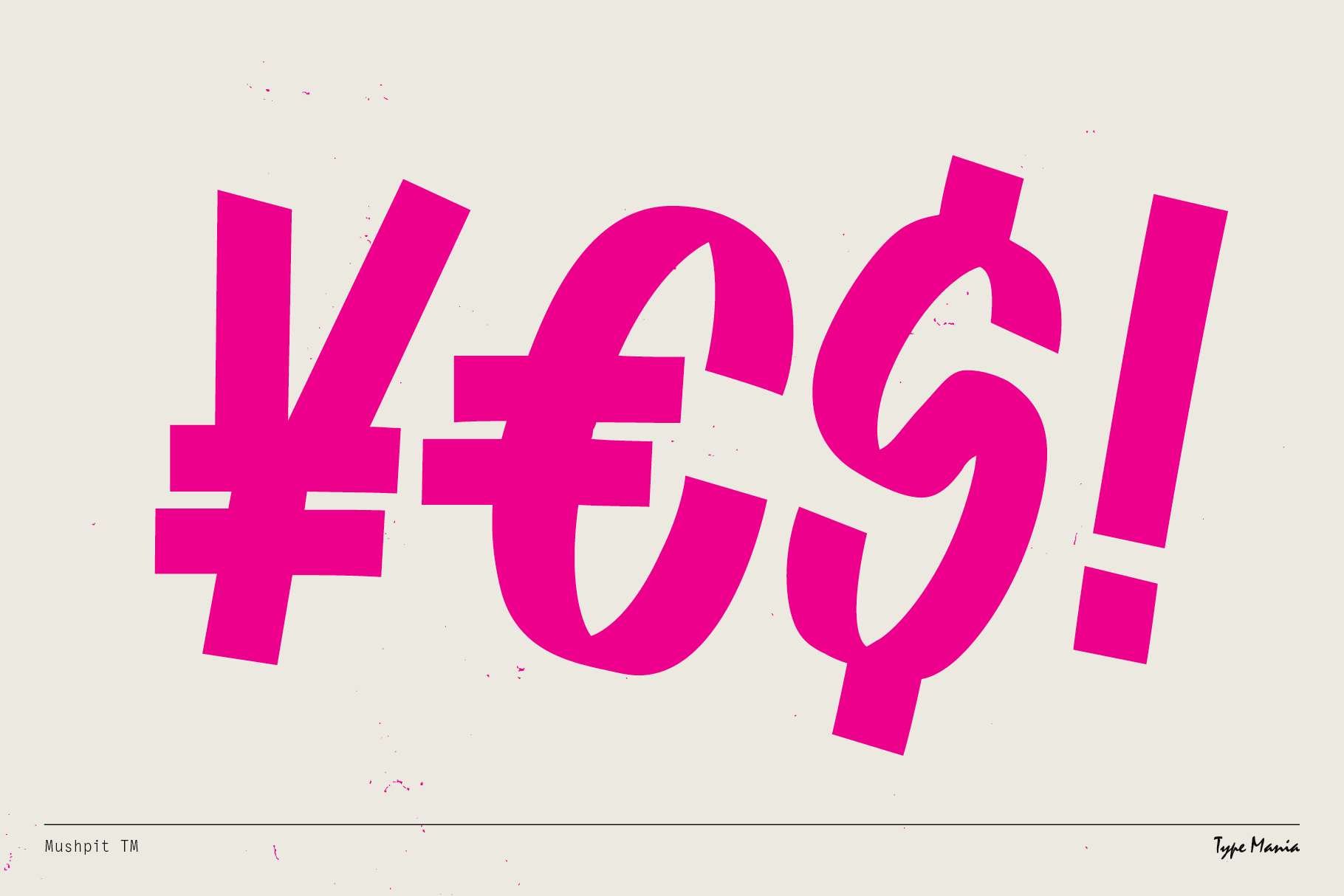 Bold pink currency symbols in artistic display on light background for font and graphic design mockups on digital asset marketplace for designers.