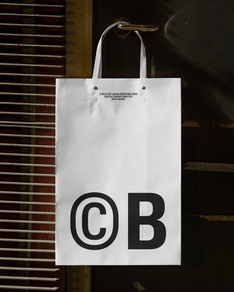 Minimalist paper bag mockup hanging on a metal door handle showcasing bold typography suitable for branding, packaging design, retail display concepts.