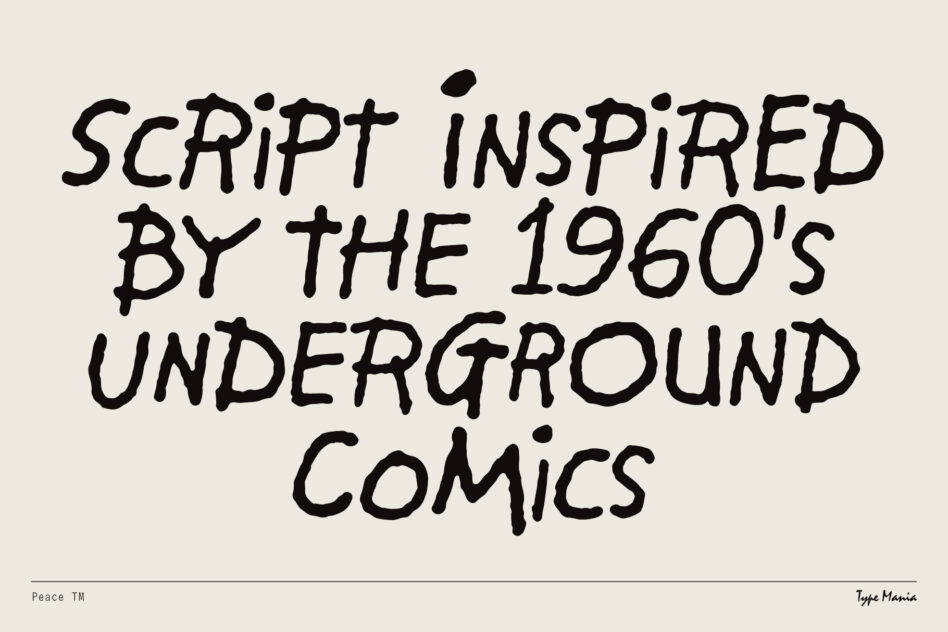 Rough script text reading Script inspired by the 1960s underground comics on cream