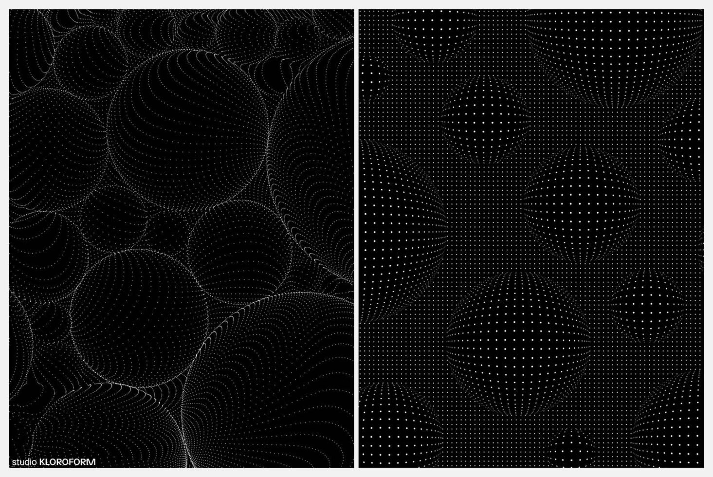 Abstract black and white pattern with dotted 3D spheres background. Ideal for digital design assets. Perfect for graphics and template use.