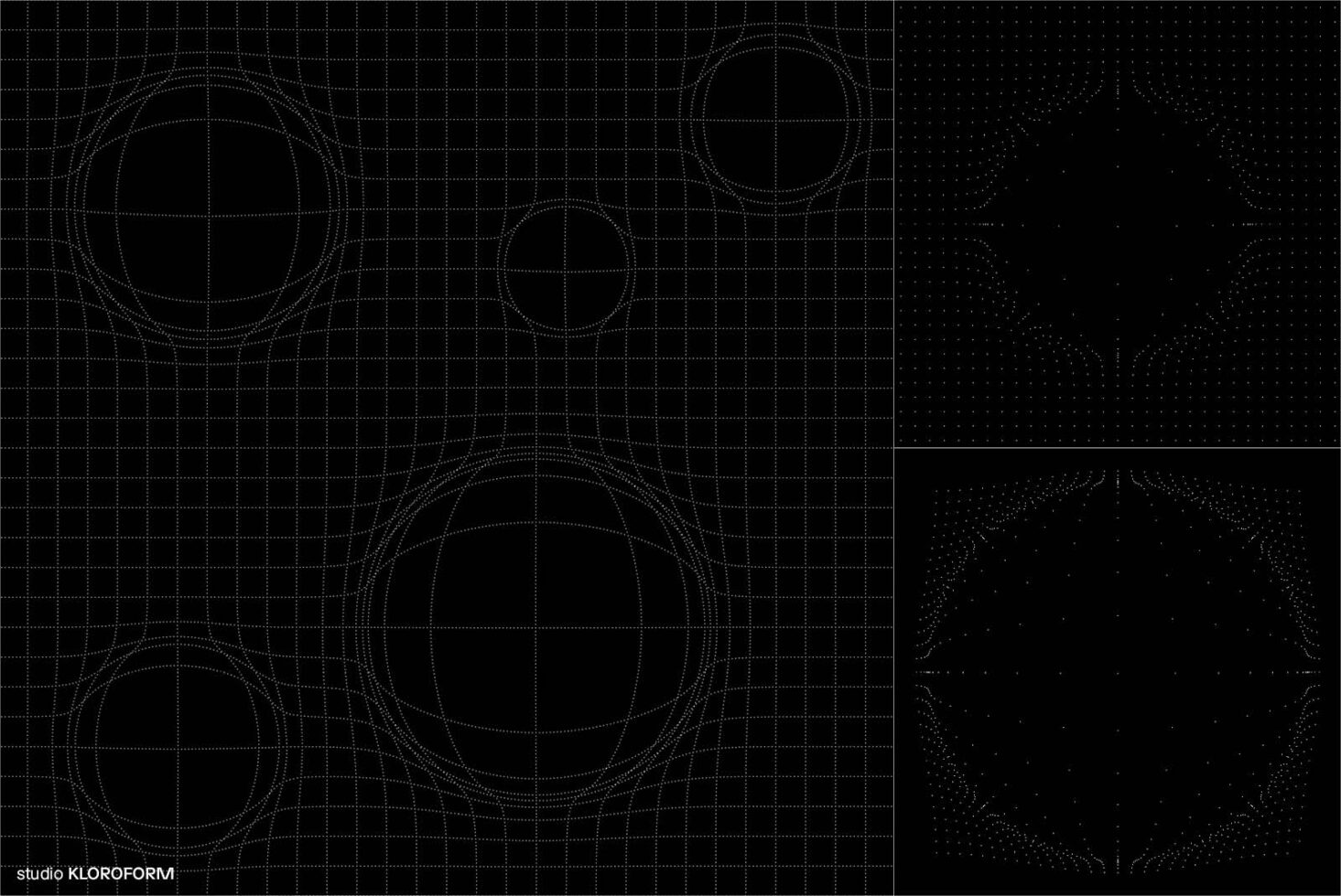 Abstract geometric design with distorted grids and dot patterns ideal for modern graphics projects backgrounds or templates digital art asset