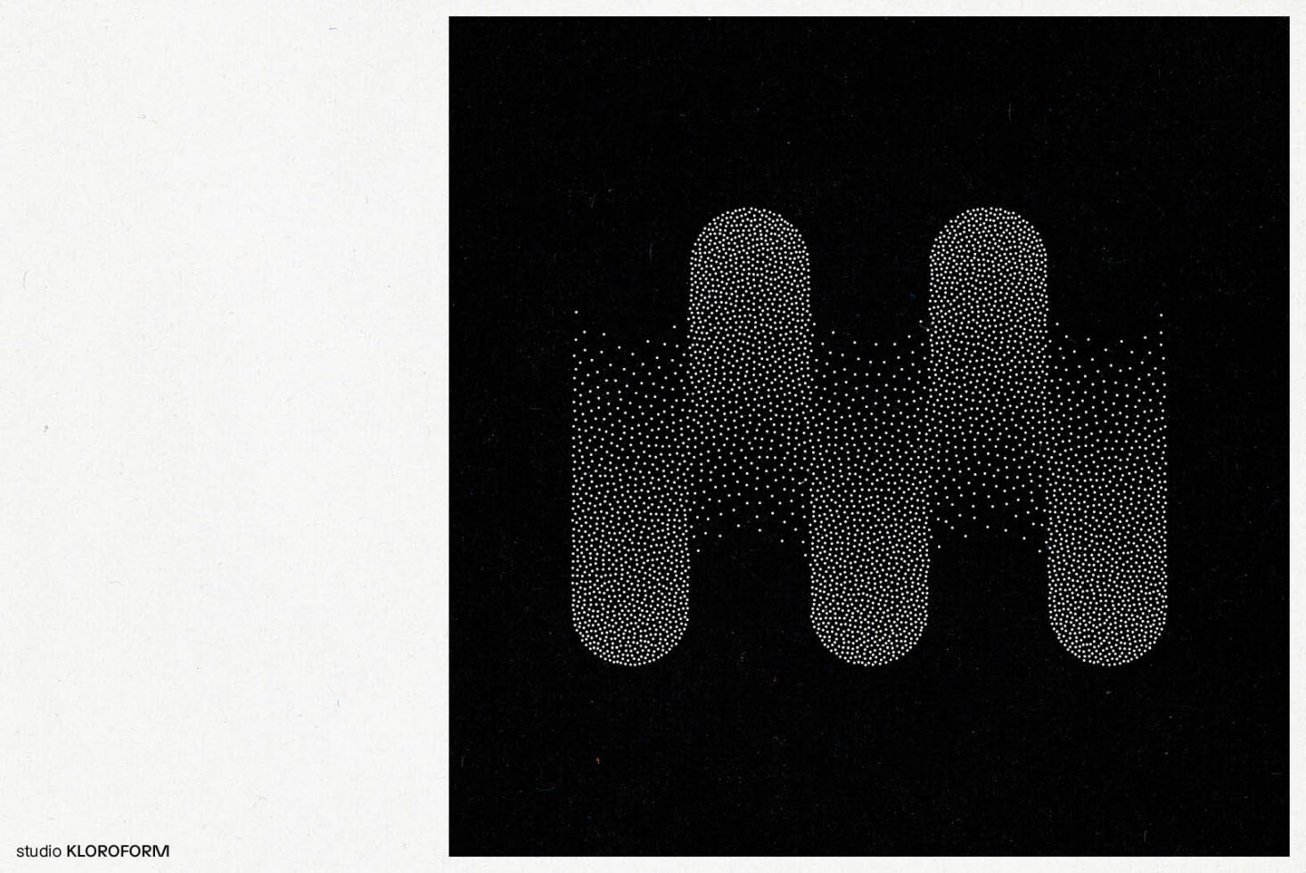 Abstract dotted pattern on black background resembling waveform. Minimalist design suitable for graphic templates or digital assets. High contrast art.