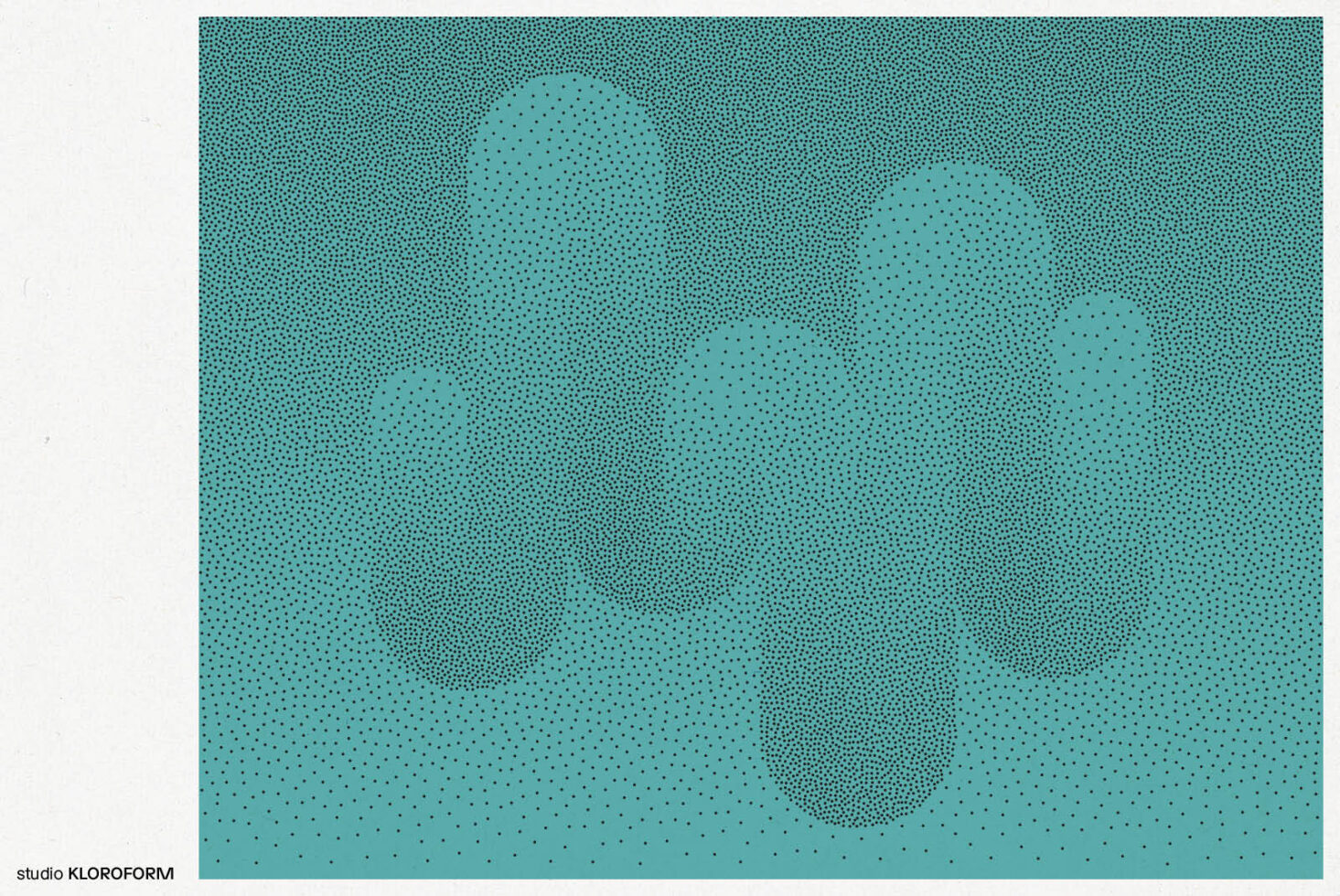 Abstract graphics with dotted pattern and gradient teal background. Ideal for designers exploring digital art templates and contemporary textures.