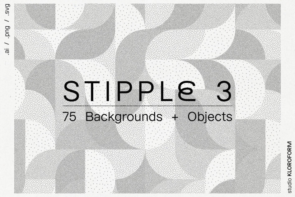 Stipple 3 collection with 75 backgrounds objects text layout mockup cover