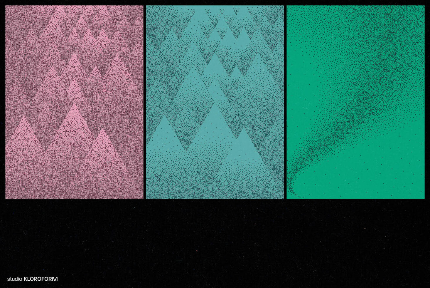 Abstract geometric design with pink and teal dotted patterns. Ideal for digital assets in graphics or templates. Vibrant tones enhance creativity.