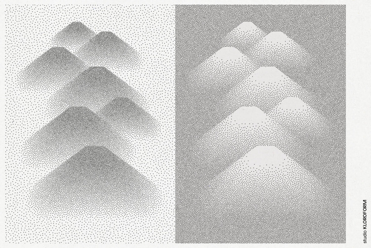 Abstract dot pattern art with symmetrical arrangements resembling graphic texture. Ideal for backgrounds, templates, and creative design projects.