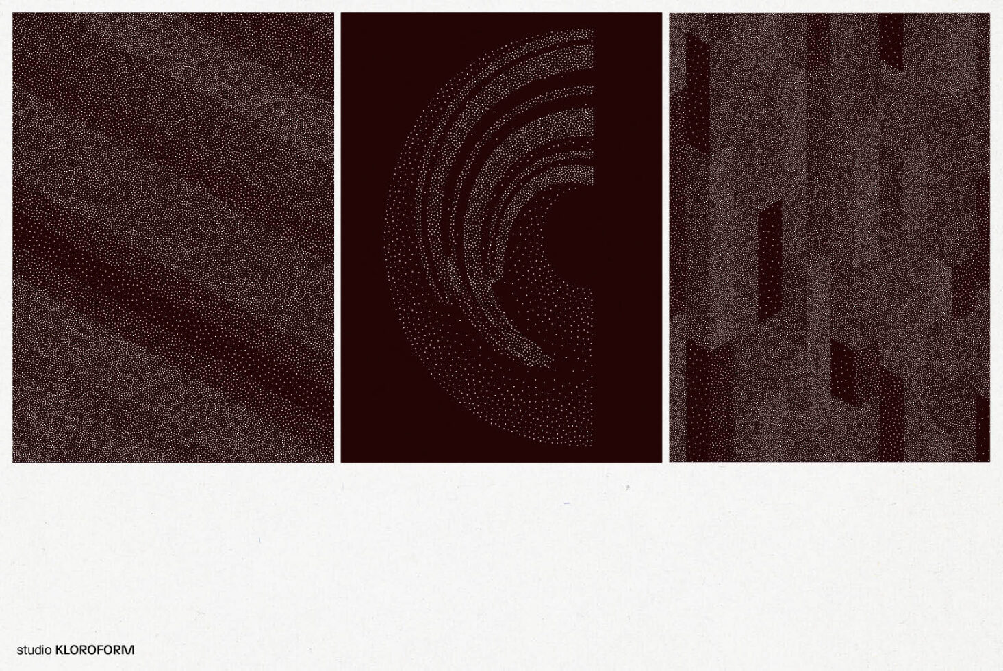 Abstract geometric patterns with halftone texture in brown tones. Ideal for graphic templates or digital backgrounds in modern design projects.